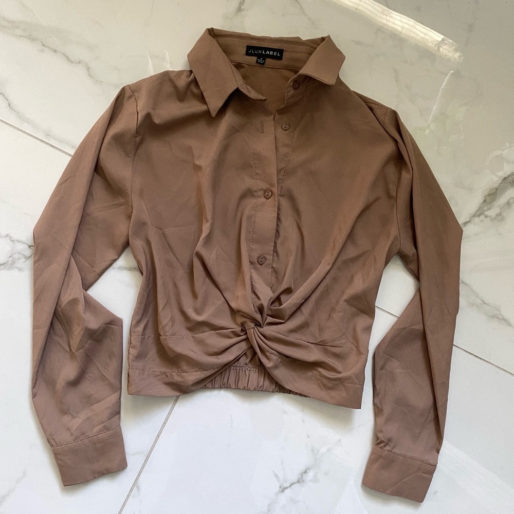 JLUXLABEL Cropped Button Up Blouse